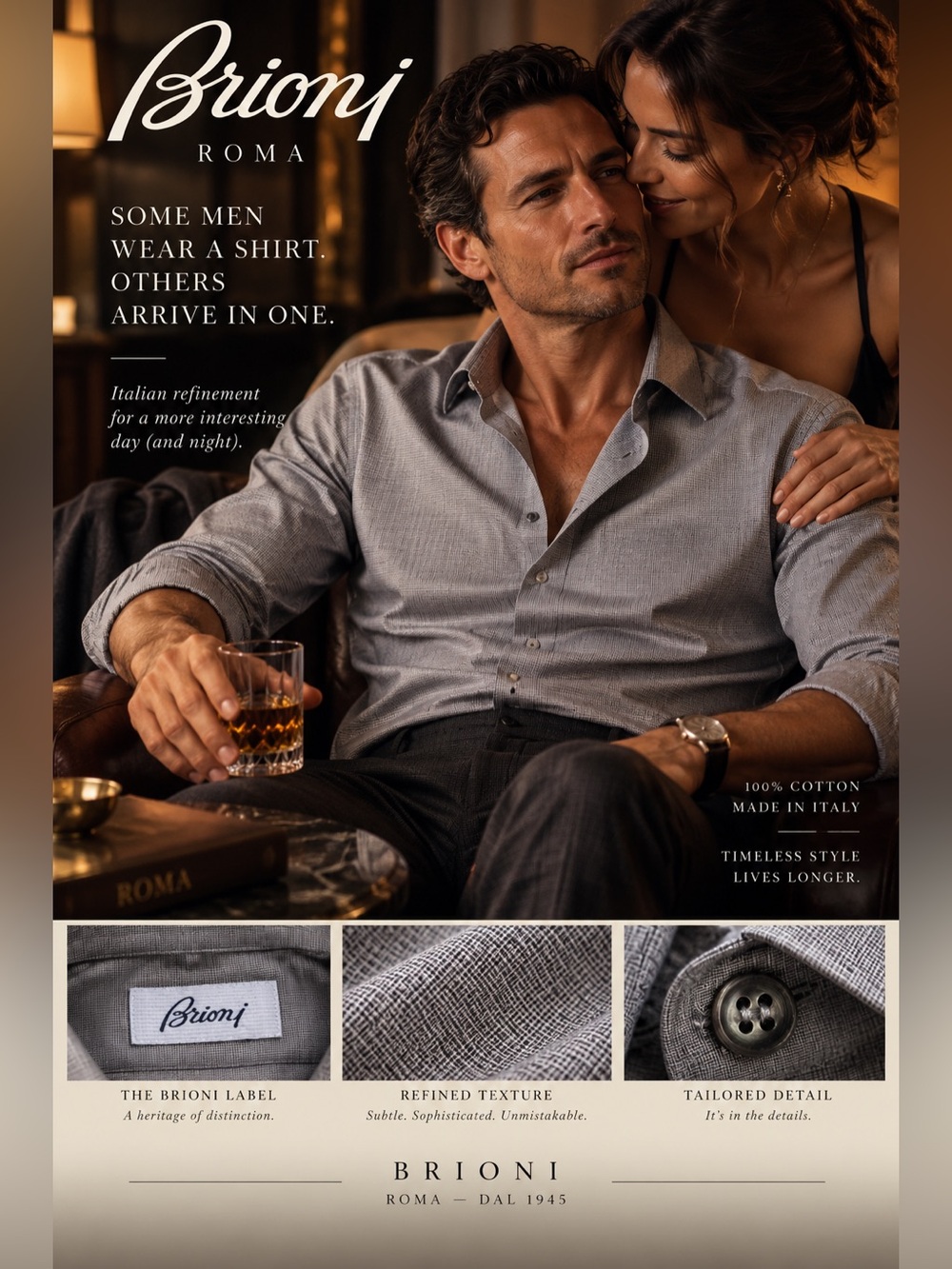 Brioni Gray Textured Cotton Casual Button-Down Shirt